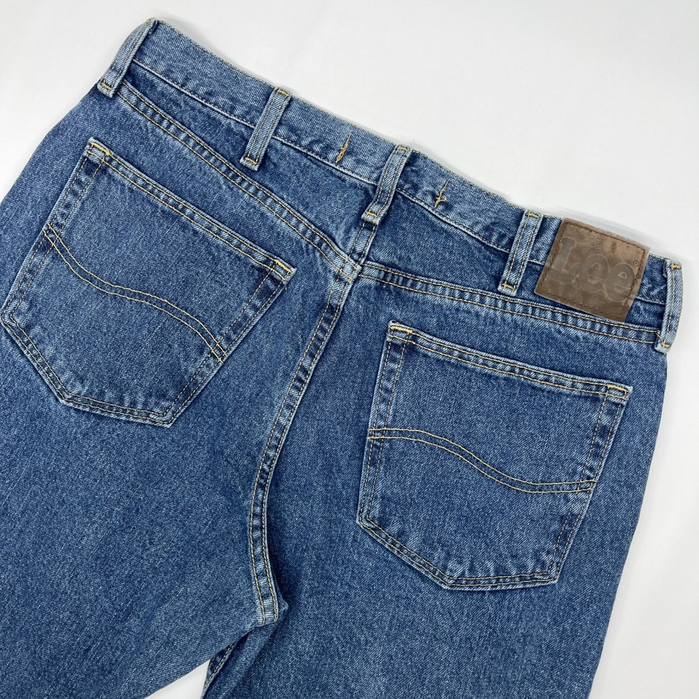 Lee Regular Fit Jeans Blue 34x34 Mens Medium Wash Straight Leg Denim 90s Style